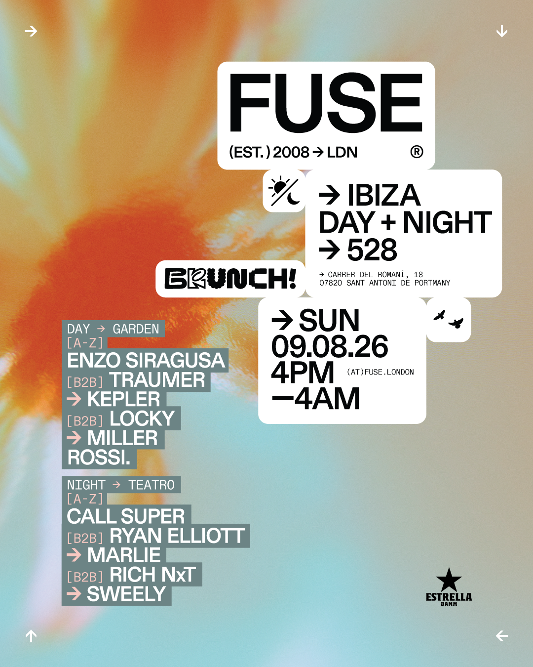 [9th Aug] ➔ FUSE x Brunch Electronik Ibiza ➔ Day + Night at 528 Ibiza